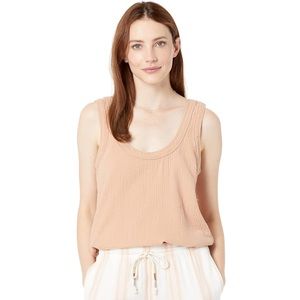 Faherty Blush Peach Gauze Scoop Neck Tank Top